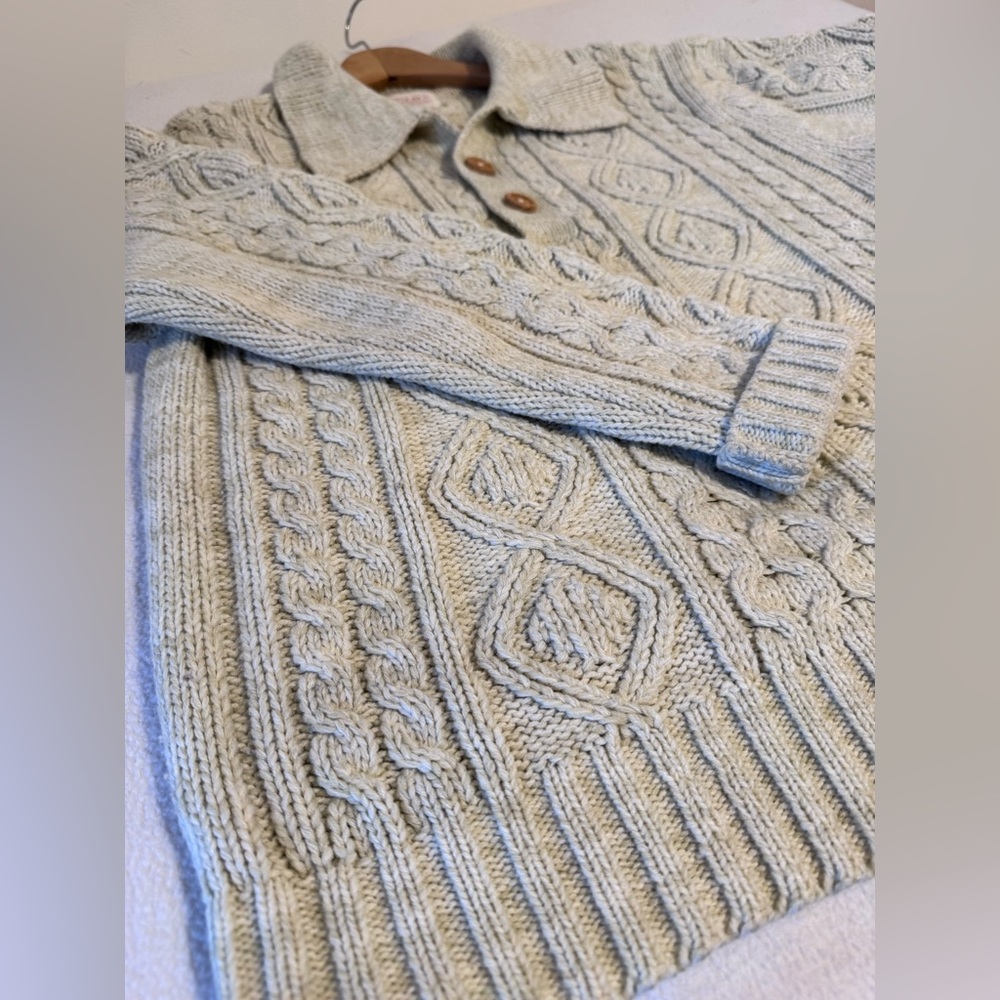 Vintage THANE fisherman’s Knit Cream/Oatmeal Sweater size L - Picture 4 of 8